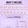 Stick On Nails Short - BTArtbox Square French Tip False Nails With Glue, 30Pcs Soft Gel Press On Nails in 15 Sizes, Reusable Semi-Transparent Glue On Fake Nails for Woman, French Girl