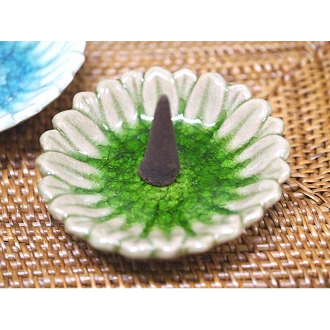 Incense Thai Celadon Flower-shaped incense plate green/Indian incense cone! incense holder