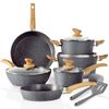 12Pcs Pots and Pans Set Non Stick Coated Induction Cookware Set Kitchen Pan Sets