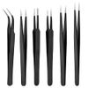 6 Pcs Professional Eyebrow Tweezers Kit, Eyebrows Plucking Tweezers, Stainless Steel Tweezer, Eyebrow Tweezers Set, Tweezers for Facial Hair Women, Tweezers Professional for Women and Men(Black)