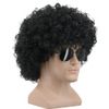 yuehong Short Black Fluffy Disco Afro Wigs Synthetic Anime Cosplay Fancy Funny Wigs for Unisex Men Women Wigs (Black)