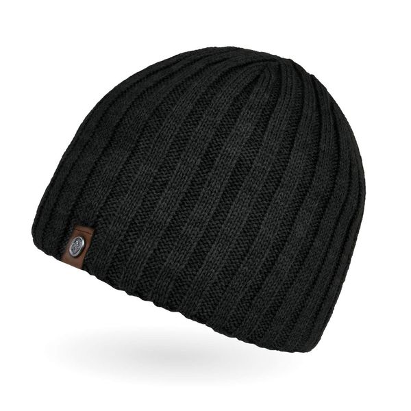 Neverless® Beanie Herren Strick-Mütze Winter-Mütze Rippstrick Optik schwarz