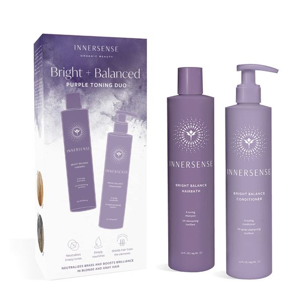 Innersense Organic Beauty - Natural Bright + Balanced Purple Toning Shampoo + Conditioner Value Duo | Non-Toxic, Cruelty-Free Haircare (10 fl oz | 295 ml)