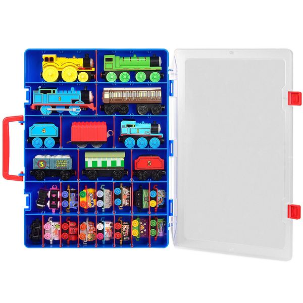 ALCYON Toy Organizer Storage Case Compatible with Thomas & Friends MINIS Engines/for MINIS Toy Trains/for Trackmaster/for Fisher-Price and More (Box Only)-Blue