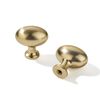 Khtumeware 2 Pack 1-3/8 inch Brushed Brass Cabinet Knobs - Satin Gold Oval Drawer Knobs for Dresser Drawers