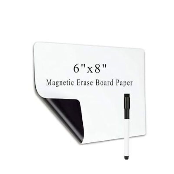 Small Magnetic Dry Erase Board Sheet for Fridge Erasable 6"x8" White Magnetic