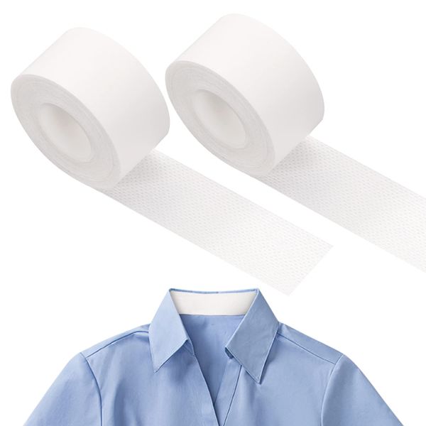 2 Roll Disposable Collar Protector Sweat Pads, Self-adhesive Shirt Collar Protector Comfortable Collar Sweat Pads Shirt Neck Liner Invisible Protector Hat Sweat Liner Against Sweat Stains (white)