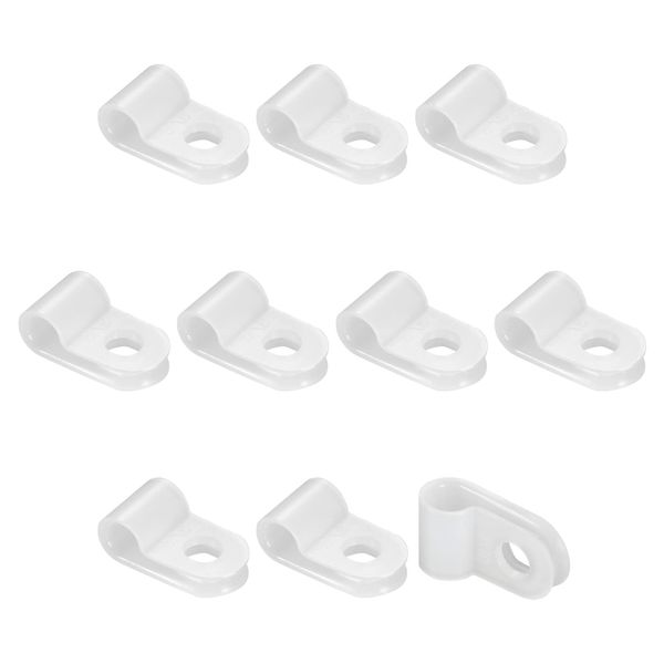 Rebower 100pcs R Type Cable Clips Wire Management Clamp for Wire Neat Storage Nylon 5mm White