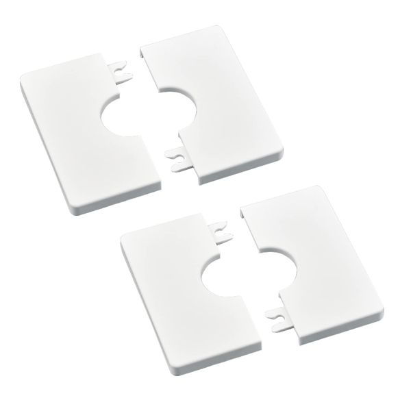 UFURMATE Pipe Wall Covers, 2Pcs ABS Plastics Square Escutcheon Plates Self-Adhesive Pipe Plate Covers Decorative Shower Pipe Covers for 28mm Diameter Pipe Tube Decoration (White)