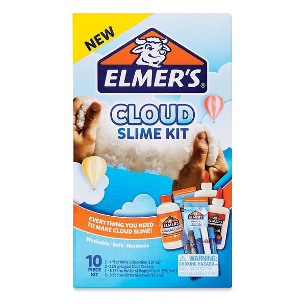 Elmer’s Cloud Slime Kit Slime Supplies Include Elmer’s White School Glue, Elmer’s Glitter Glue Pens, Magical Cloud Dust, Elmer's Magical Liquid Slime Activator, 10 Count