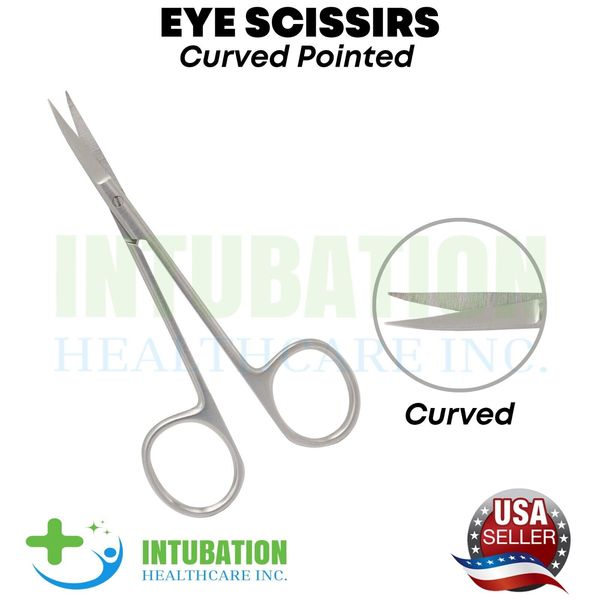 Eye Scissors Curved Pointed Premium Surgical Ophthalmic Eye Instruments 11.5cm