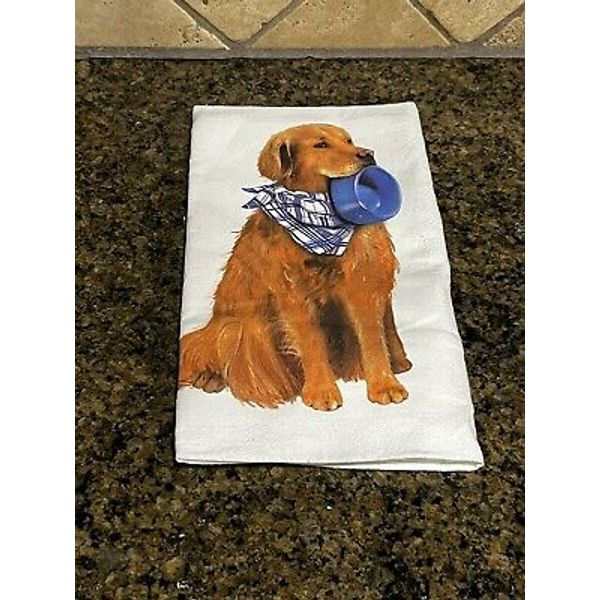 GOLDEN RETREIVER DOG Kitchen Towel Mary Lake-Thompson Flour Sack 30"X30"