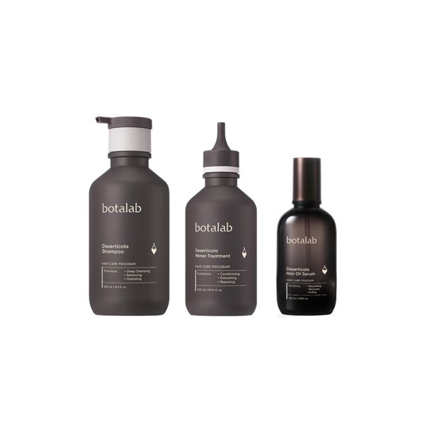 Botalab Hair Growth Pack Korean Kbeauty Hair Care Set: 3 Items, Deserticola Shampoo, Water Treatment, Hair Oil Serum