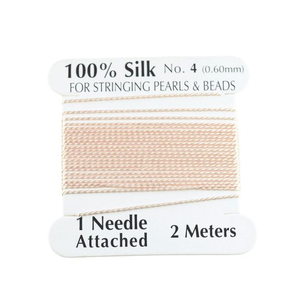 100% Natural Silk Beading Cord 0.6mm (2M) (2X PACK) (BLUSH)
