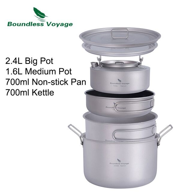 1.6L/2L Camping Kettle, Compact Lightweight Aluminum Alloy Pot for Hiking,  Backpacking, and Picnic Equipment Utensils Cooking Equipment - 2L 