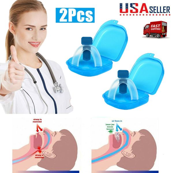 2 Packs Anti Snoring Mouth Guard Device Sleep Aid Stop Apnoea US NEW