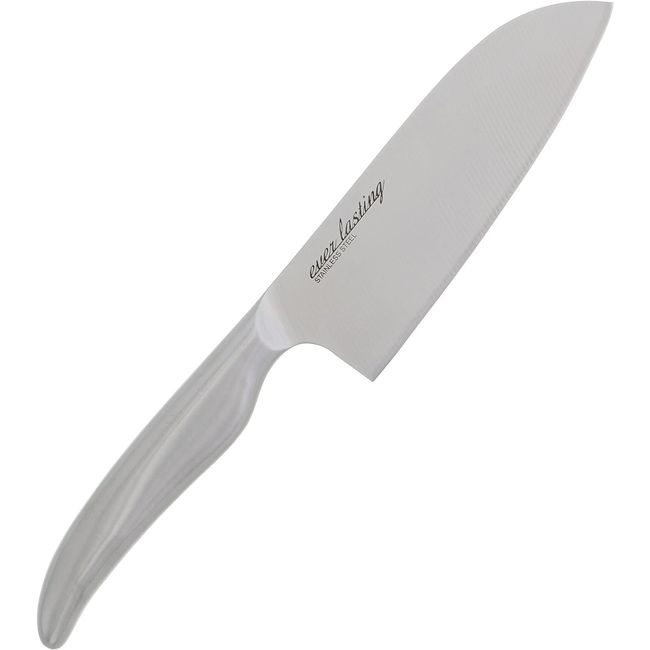 Takagi All Stainless Steel Small Santoku Knife, Double-edged, Dishwasher Safe, Re-sharpenable, Small Handle Fits Your Hand