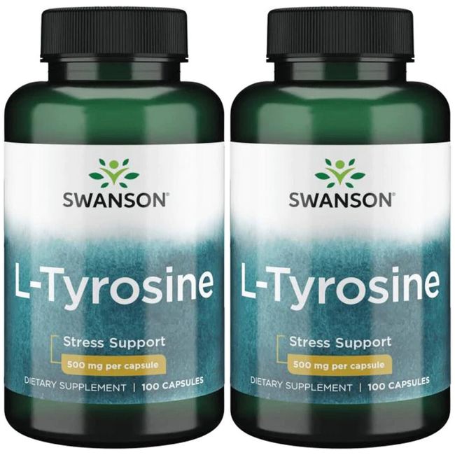 Swanson L-Tyrosine 500 mg 2X100 Caps Brain Mental Health Stress Support + Bonus