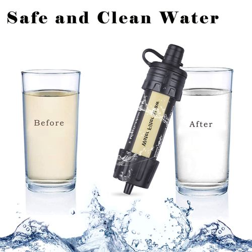 Mini Water Filter Personal Water Purification Straw Portable Outdoor Survival Water Filtration System 99.99% Removal Rate of Bacteria 0.01 Micron Emergency for Outdoor Hiking, Camping, Backpacking
