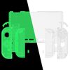Custom DIY Replacement Case Shell for eXtremeRate Switch, Clear Material Switch Console Backplate, Joycon Holder Handle Controller Housing for NS, Full Button Set [Glow in the Dark - Green]