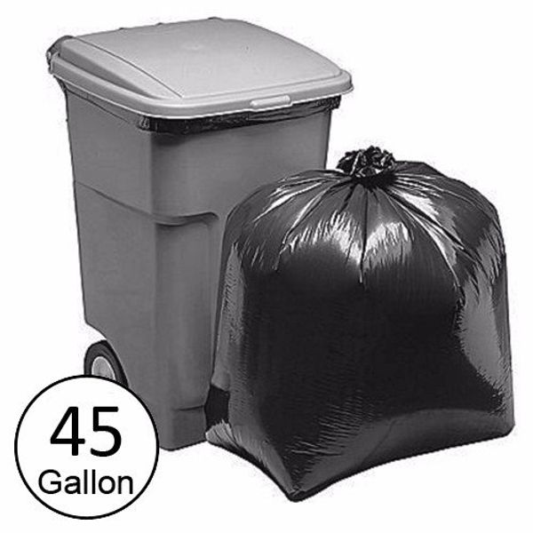 Wideskall 45 Gallong Extra Large Heavy Duty Commercial Kitchen Garbage Trash Bag Black - Pack of 10