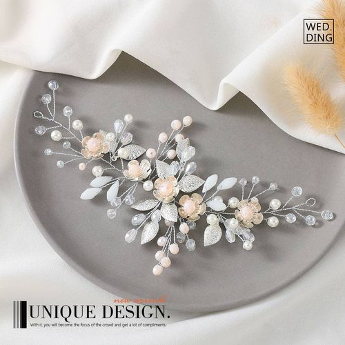 Edary Bridal Flower Wedding Hair Vine Leaf Bridal Hairpiece Crystal Hair Accessories for Women and Girls