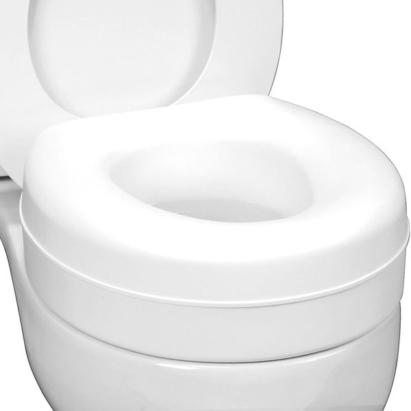 HealthSmart Raised Toilet Seat Riser That Fits Most Standard (Round) Toilet Bowls for Enhanced Comfort and Elevation with Slip Resistant Pads, FSA HSA Eligible, 15.7 x 15.2 x 6.1"