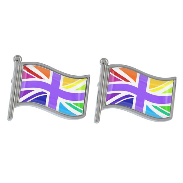 Flag of UK Rainbow Design Cufflinks Presented in a Cufflink Box