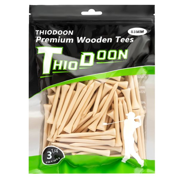 THIODOON Golf-Tees,83mm weniger Reibung, Holz-Tees, Training für Golfspieler, professionelle Golf-Tees aus Naturholz, 100 Stück Holz