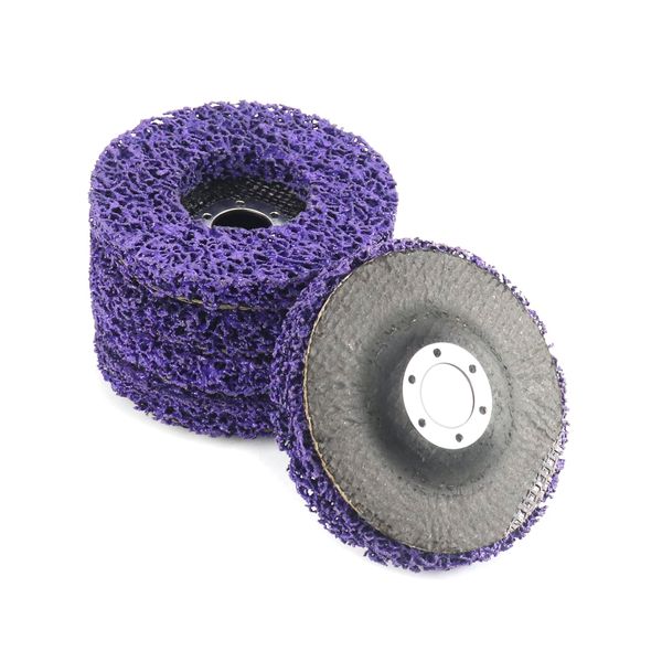 QWORK® 5Pcs Angle Grinder Discs, 4.5Inch/115Mm Discs Stripping Wheel, For Metal, Plastic, Cement, Wood And Stone Surfaces, Purple