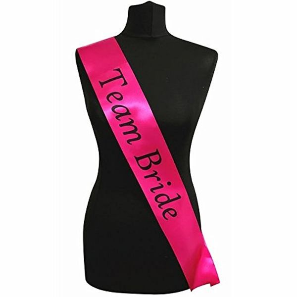Hot Pink With Black Writing ‘Team Bride’ Sash