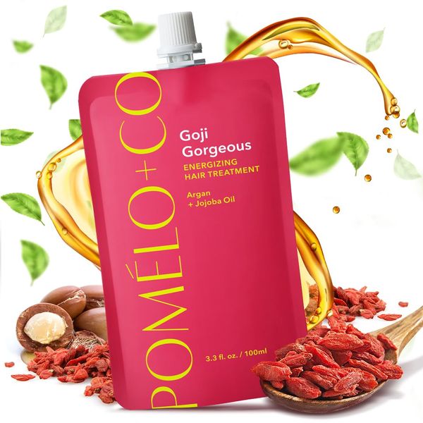 Pomélo+Co. 99,8% Natürliche Anti Frizz Haarmaske für bis zu 30 Haarwäschen/Haarmaske für sehr trockenes Haar, Haarpflege für kaputtes Haar, Haarkur blondiertes Haar/GOJI GORGEOUS / 100ml