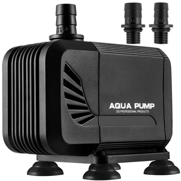 Aquarium Pond Pump 1500 L/H, Submersible Water Pump for Pond Fountain Aquarium Rock Garden, Ultra Quiet Water Feature Pump with Filter and 2 Nozzles 13 mm / 16 mm, Max Delivery Head 1.6 m (15 W)