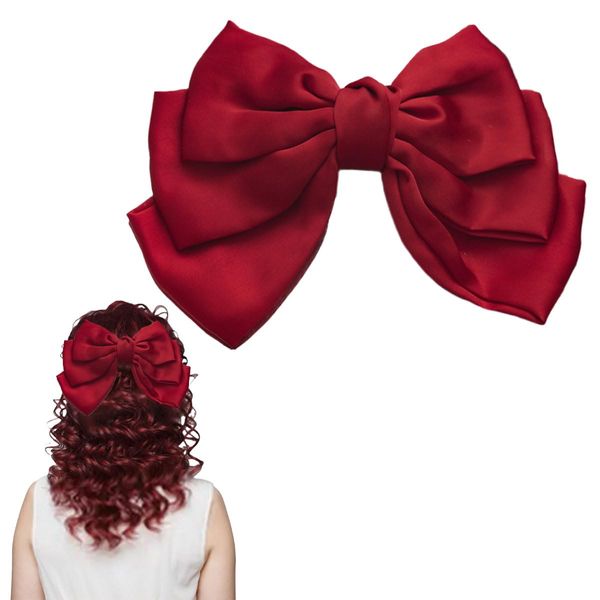 scicent Hair Clip Solid Color Bow Hair Pins Soft Plain Satin Hair Bows for Women Big Bowknots Hairpin Fashion Bow Hair Barrette Clips Silky Hair Bowknots for Women Girls - 28108