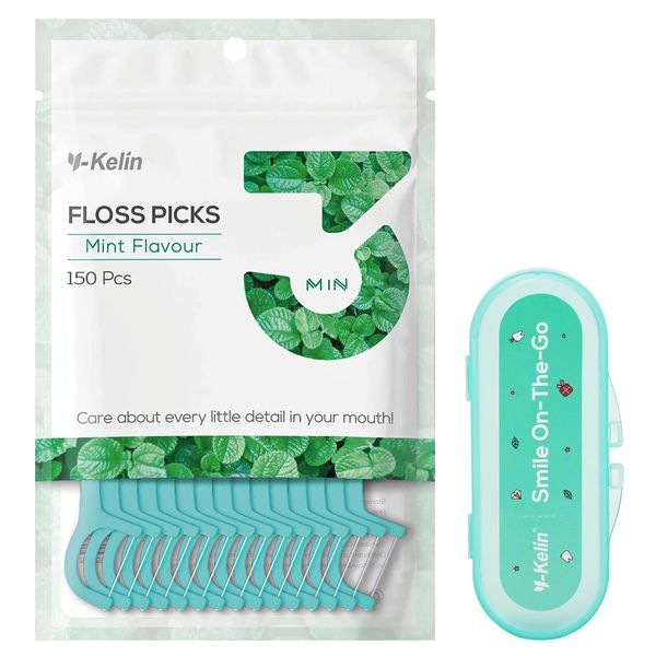 Y-Kelin Dental Floss-150 Pcs Dental Floss Toothpick with Storage Box, Teeth Stick,Tooth Picks,Floss Picks,Teeth Cleaning