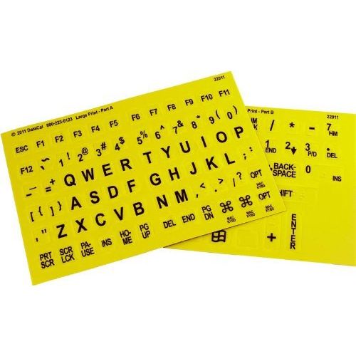 Braille with Large Print Keyboard Stickers Combined - Yellow Keys with Black Large Print Characters/Letters - Perfect for Visually Impaired Individuals for Seniors and People with Vision Impairment