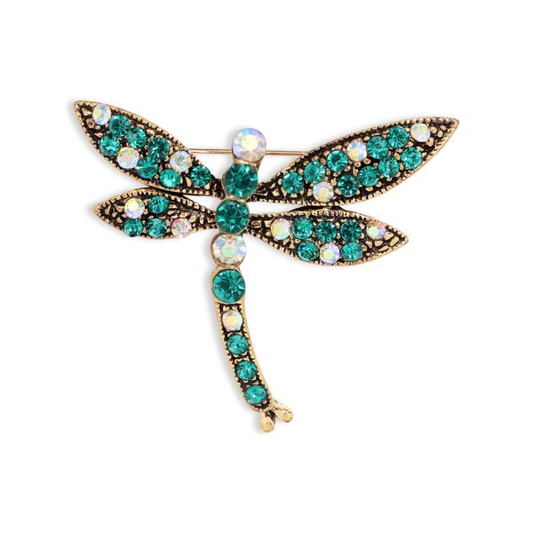 Retro Dragonfly Crystal Brooch Pins Elegant Rhinestone Animal Lapel Brooches Novelty Funny Pins Fashion Jewelry Suit Brooches Accessories for Women Girl