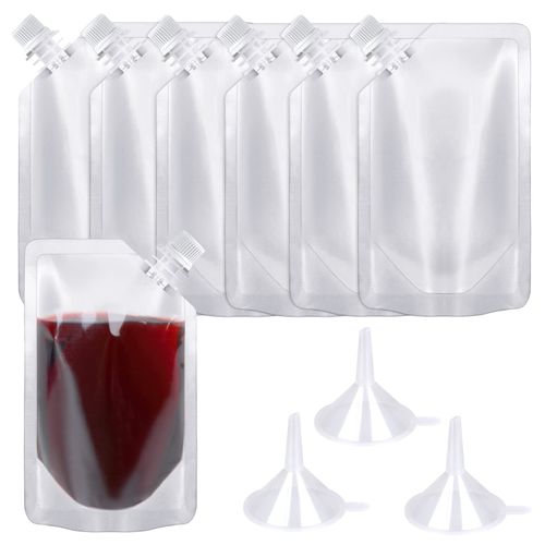 24 Pcs Plastic Flasks, 8 Oz Concealable and Reusable Drink Pouches, Leak-Proof Food Grade Plastic for Travel (8OZ-24PCS +3 Funnels)