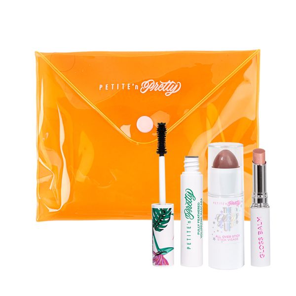 Petite 'n Pretty Makeup Set for Kids (Go for the Bronze) - Makeup for Tweens & Teens - Feathered Volumizing Mascara, Multi Stick for Eyes & Cheeks, Lip Balm, Made in the USA