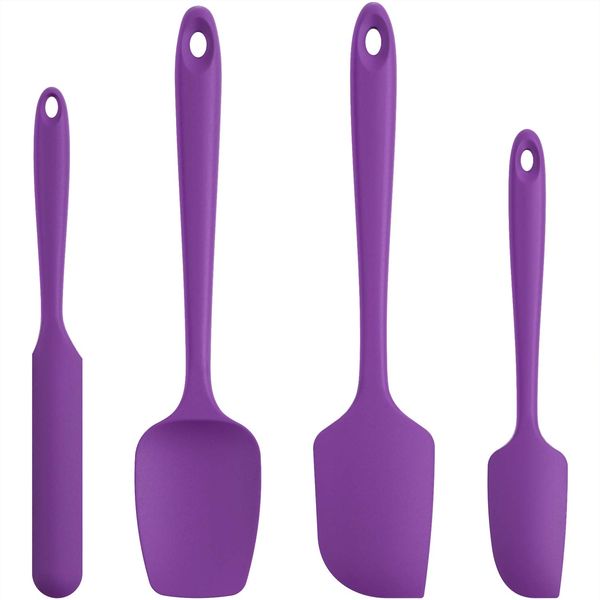 U-Taste Silicone Spatula Set of 4: 315 ℃ Heat-Resistant Flexible Food Grade Bowl Scraper, Seamless Rubber Kitchen Cooking Mixing Baking Scraping for Nonstick Cookware(Purple)