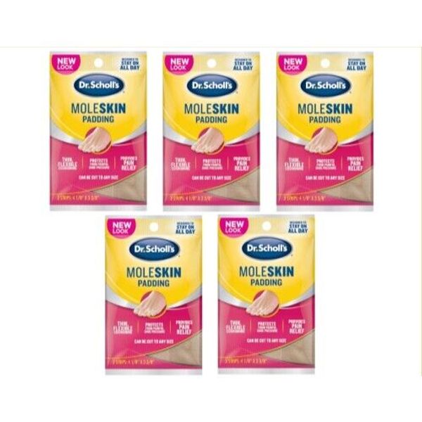 5 Pack Dr. Scholls Moleskin Plus 4 5/8 Inch X 3 3/8 Inch Padding 3 Each