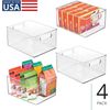 Plastic Stackable Pantry Bin - Organizer Bin with Handles for Cabinets or Fridge