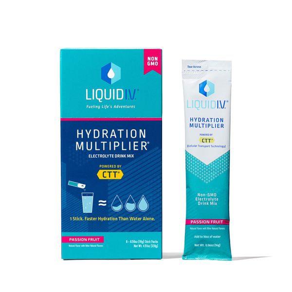 Liquid I.V. Hydration Multiplier, Electrolyte Powder, Easy Open Packets, Supplement Drink Mix (Passion Fruit) (8)