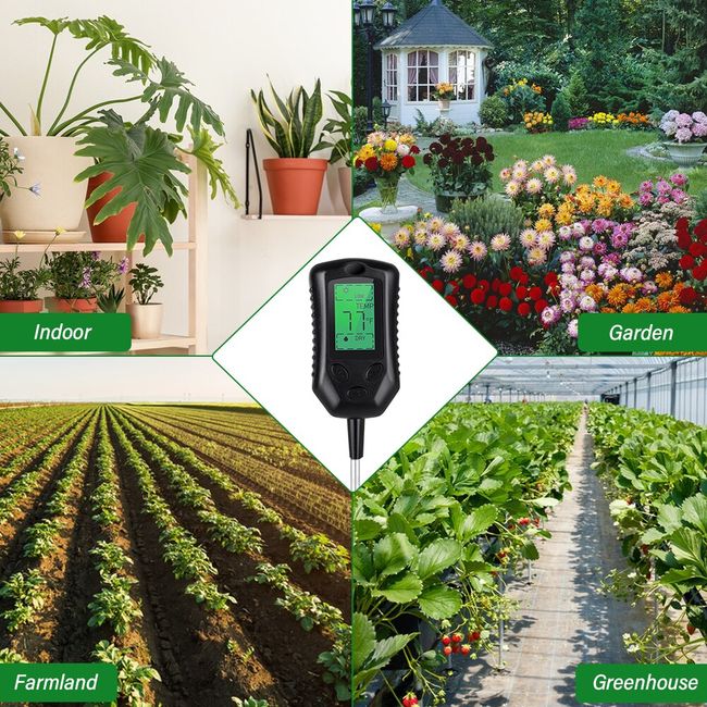 YIERYI 4 in1 Soil PH Meter, Plant Earth Moisture Light Soil Tester for  Garden