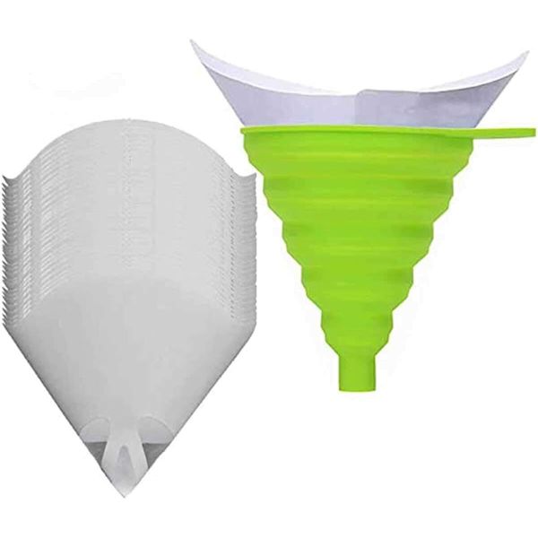 100PCS of Paper Paint Strainers with 100pcs 1pcs Silicone Funnel Filter