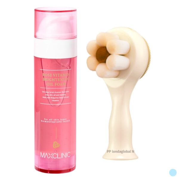 Max Clinic Rose Vitamin Oil to Foam + Pore Brush Set