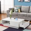 Panana LED Coffee Table with 1 Drawer And 1 Display Self, Rectangle Side End Table Sofa Tea Storage Table (White)
