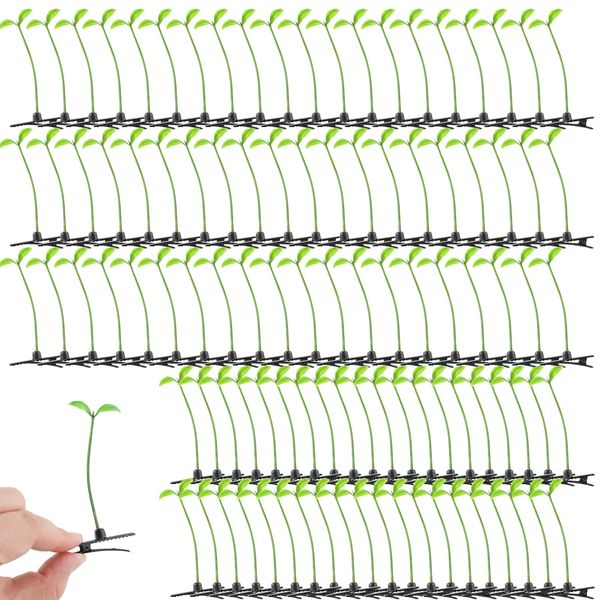 100pcs Bean Sprout Hair Clip, Cute Plant Hair Clips Funny Sprout Hairpin Clips Grass Barrette Hair Accessories for Women Girls Home School DIY