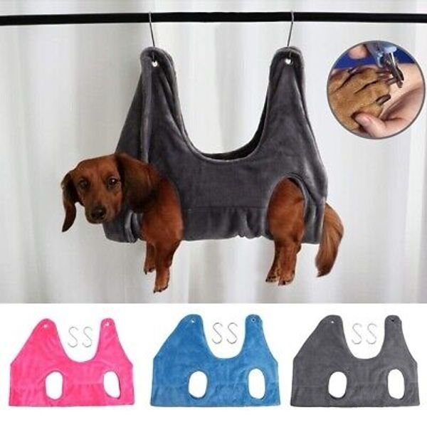 Dog Cat Hammock Pet Grooming Restraint for Bathing Nail Trimming Gray Medium