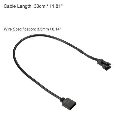 PATIKIL 3 Pin 5V 30cm Long Computer Motherboard Interface to SM3P Male Extension Cable, 5 Pack Power Adapter Plastic Metal for RGB Fans LED Strips, Black